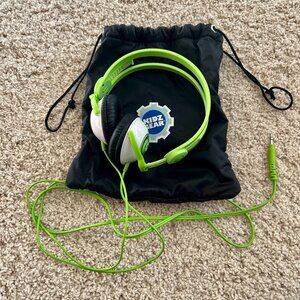 Kidz Gear Headphones with pouch, One Size, Lime Green color, Used